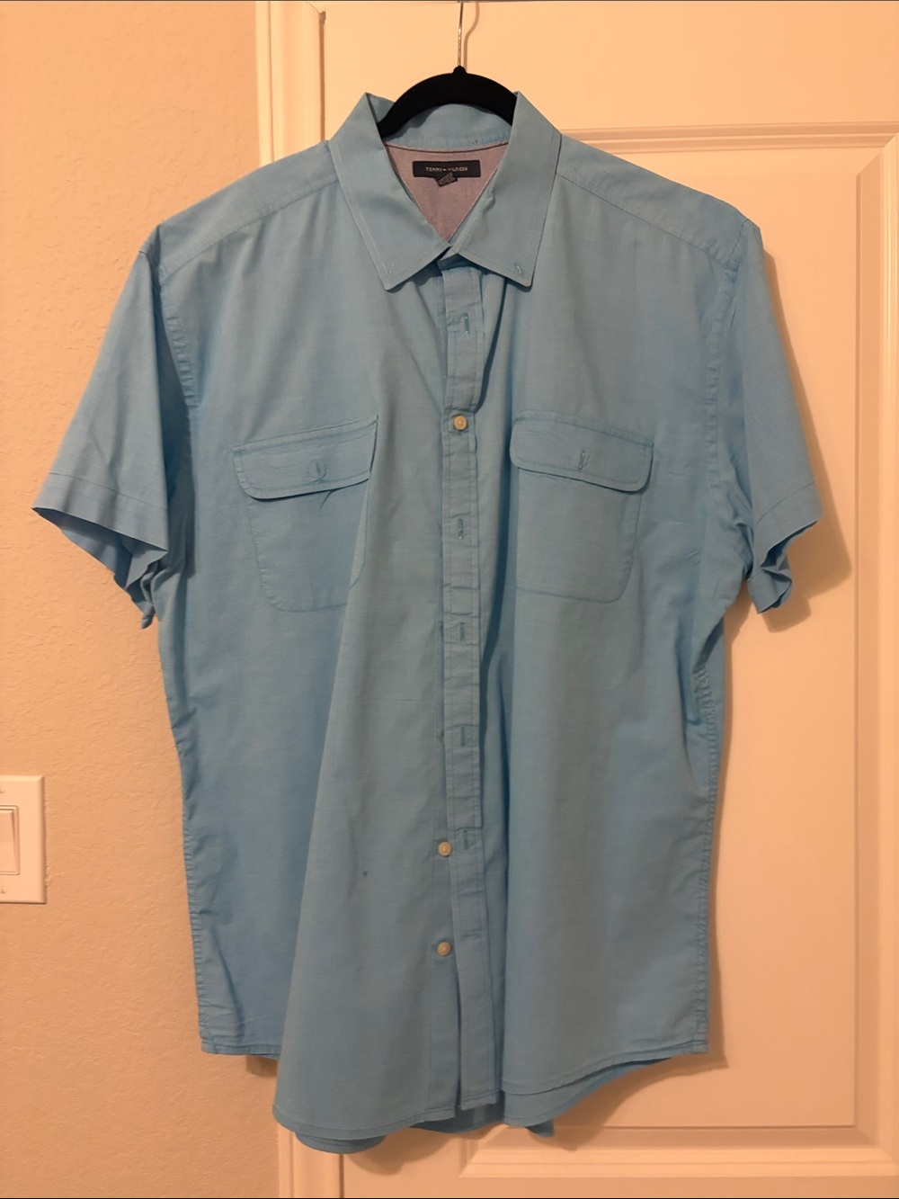 Tommy Hilfiger Light Blue Short-Sleeve Button-Down Shirt